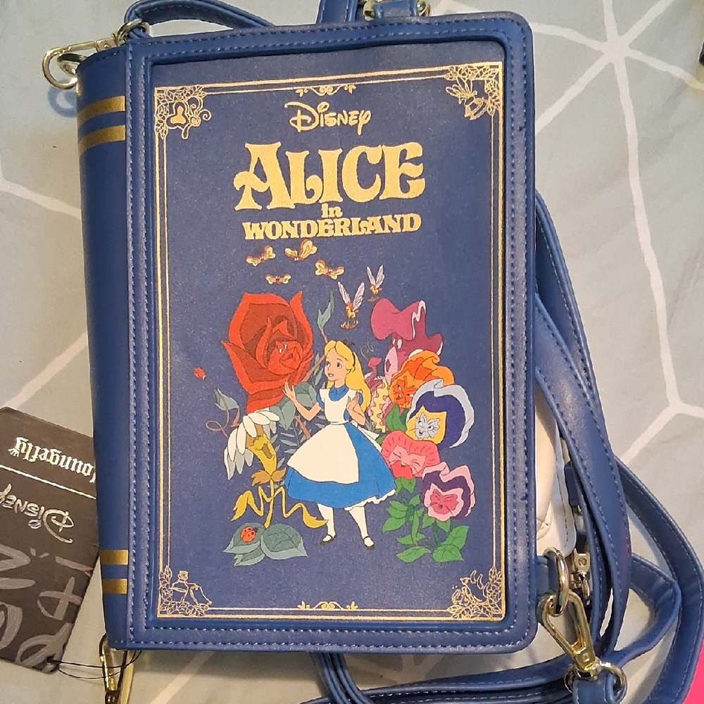 Disney Alice In Wonderland Loungefly Book Bag Backpack Convertible NWT